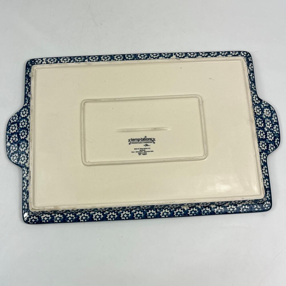 Temptations Old World Extra Large Rectangular Serving Platter With Rack 16" Dish - Picture 8 of 13